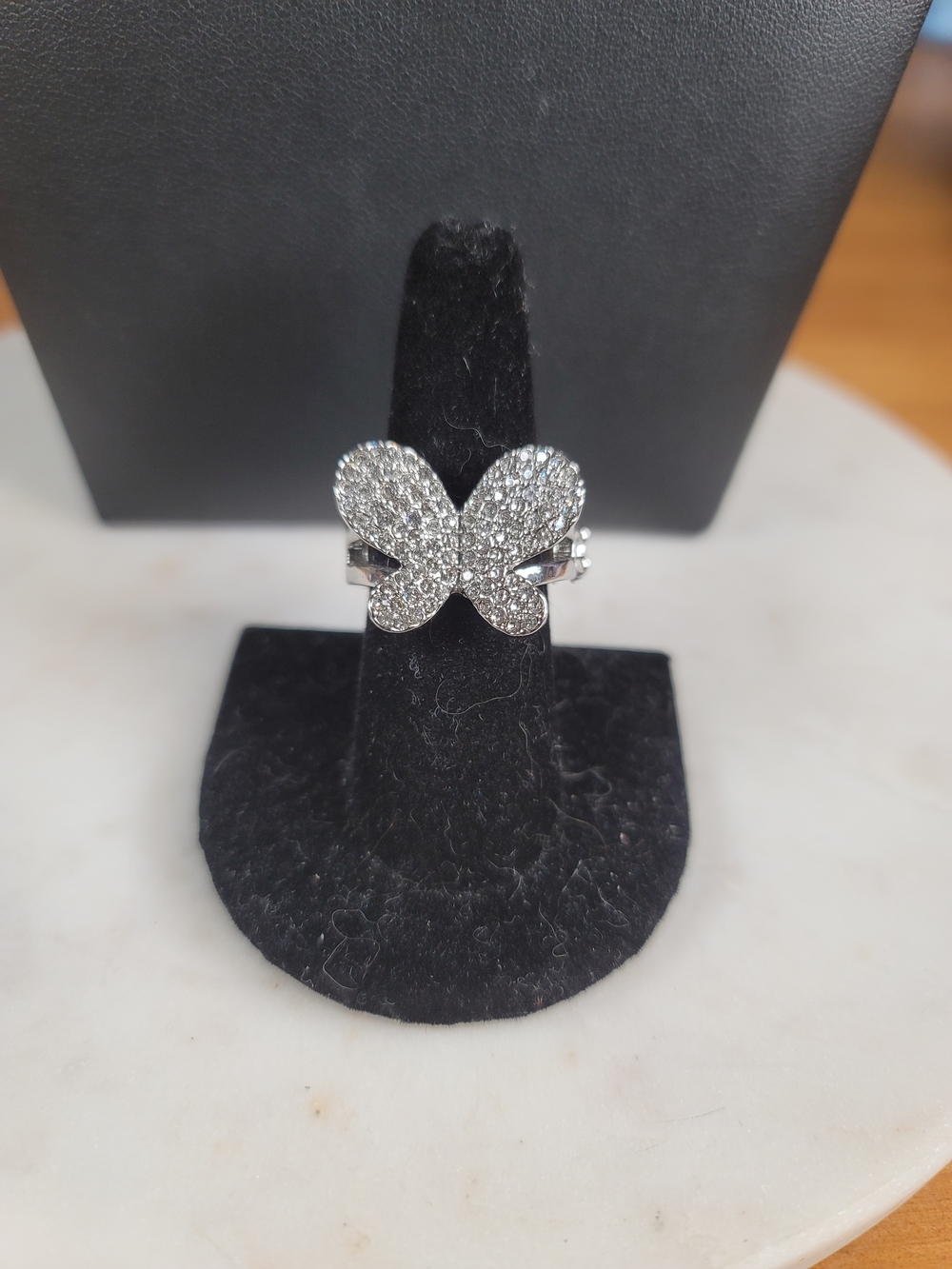 paparazzi Silver Crystal Butterfly Cocktail Ring